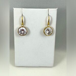 NWOT Michael Kors Bezel Set Round Crystal Drop Gold Earrings RARE